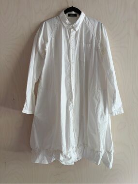 Zucca White Shirt Dress with Ruffled Hem